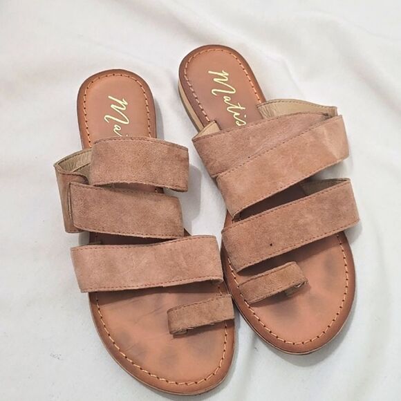 Matisse Good Time Suede Flat Sandal Natural 7.5 - Picture 1 of 5
